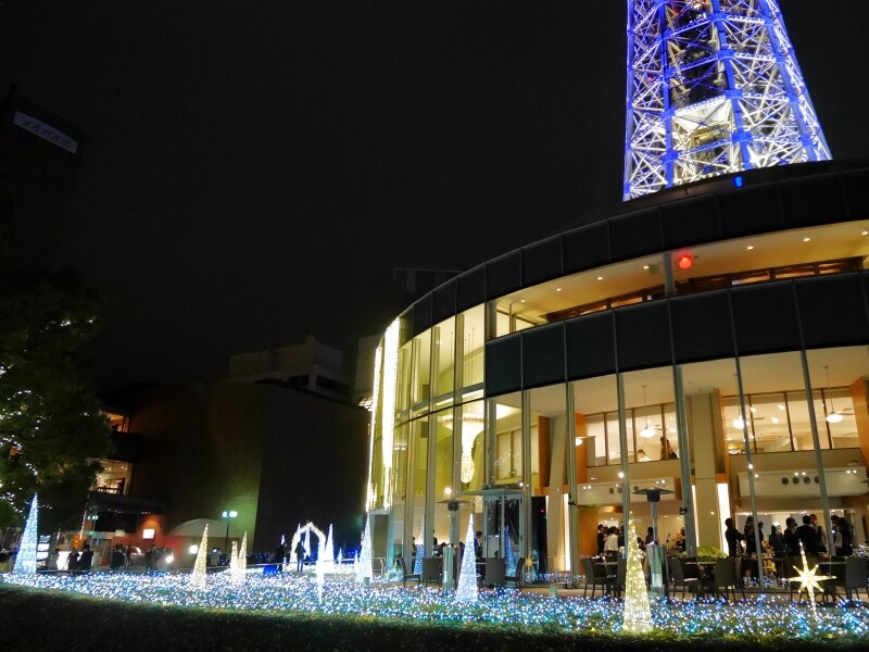 マリンタワー広場には光のアートが楽しめる空間「HIKARI GARDEN」が登場(2016年11月26日撮影)