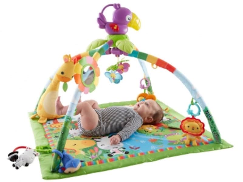 赤ちゃんの動きに反応する楽しい仕掛けの他、約20分間の自動演奏モードも搭載