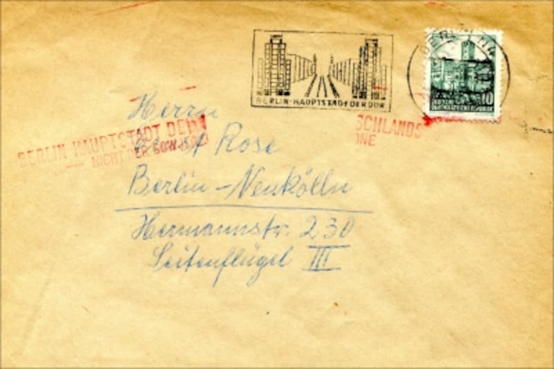 1961年発行の東ドイツ切手を貼って西ベルリンに宛てた書状