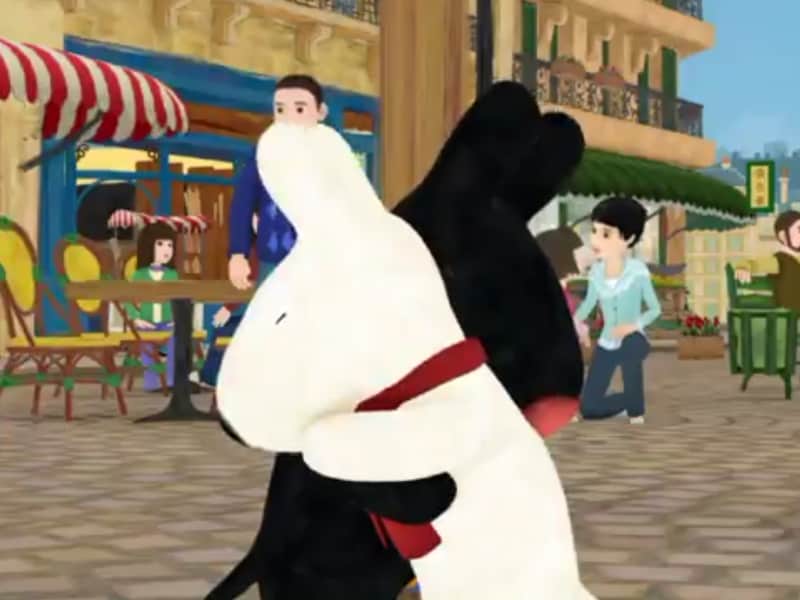 ハグするリサとガスパール