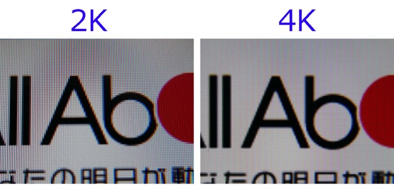 4Kと2Kの違い（イメージ）