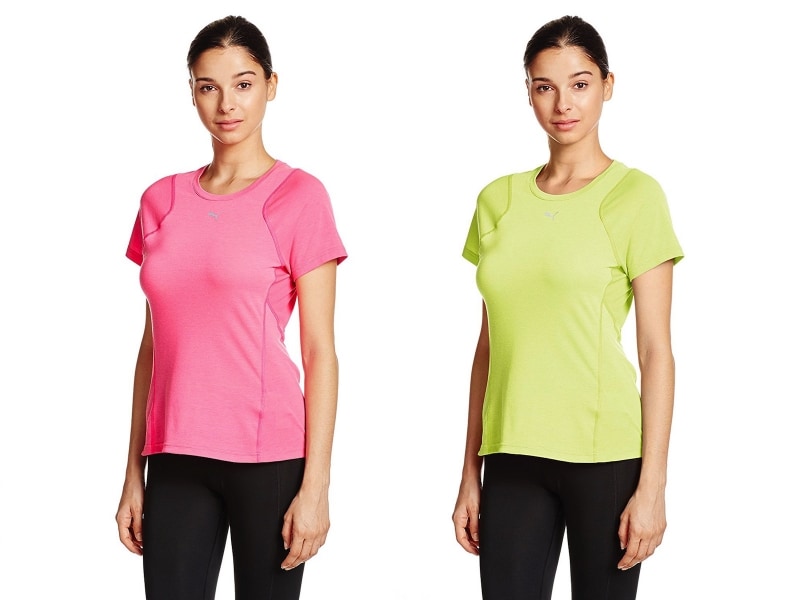 (プーマ)PUMA ランニング 半袖Tシャツ 左から順に、ピンク グロ、シャープ グリーン