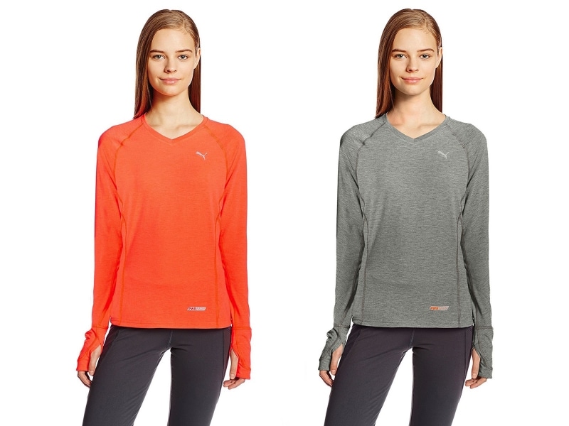 (プーマ)PUMA ランニング PWRWARM 長袖 Tシャツ 左から順に、ショッキング オレンジ、ミディアム グレー ヘザー