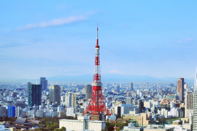 東京タワーと東京都港区付近
