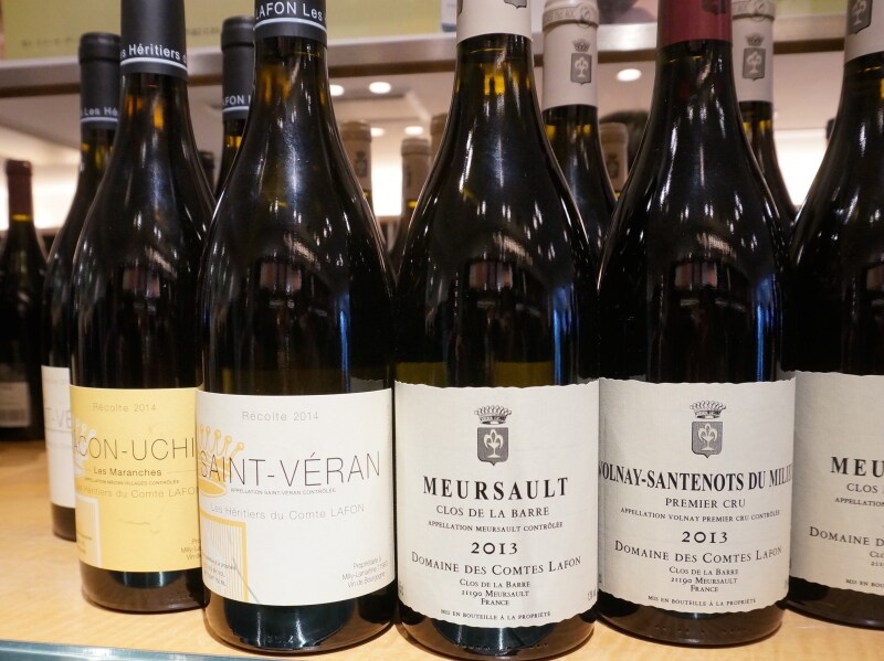 ドミニク・ラフォンのワインたち。ここにはヴィレ・クレッセがないけれど左のボトルと同じデザインのラベル