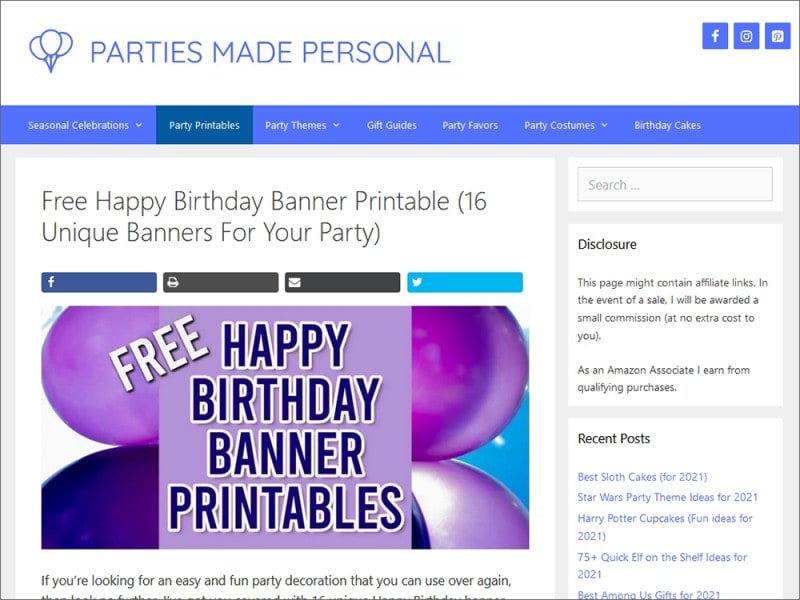 ガーランドテンプレート素材無料ダウンロード・印刷 PARTIES MADE PERSONAL Free Happy Birthday Banner Printable