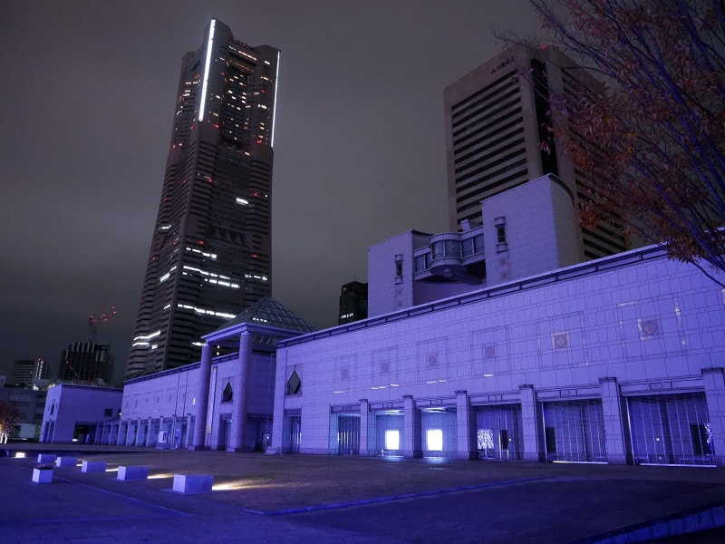 福沢諭吉のバトルシーンに登場する、横浜美術館前(2018年12月2日撮影)