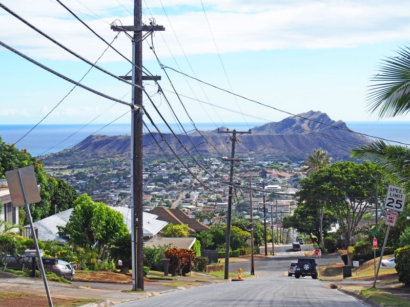 ウィルヘルミナライズの坂の上から200メートルほど下った眺め