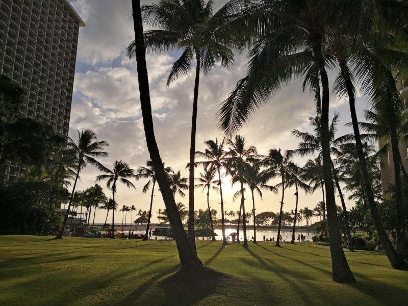 サンセットタイム手前のヒルトン・ラグーン。こちらは1月に撮影