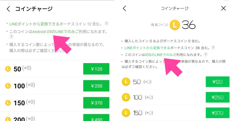 コインの購入画面にも注意点が書いてあります