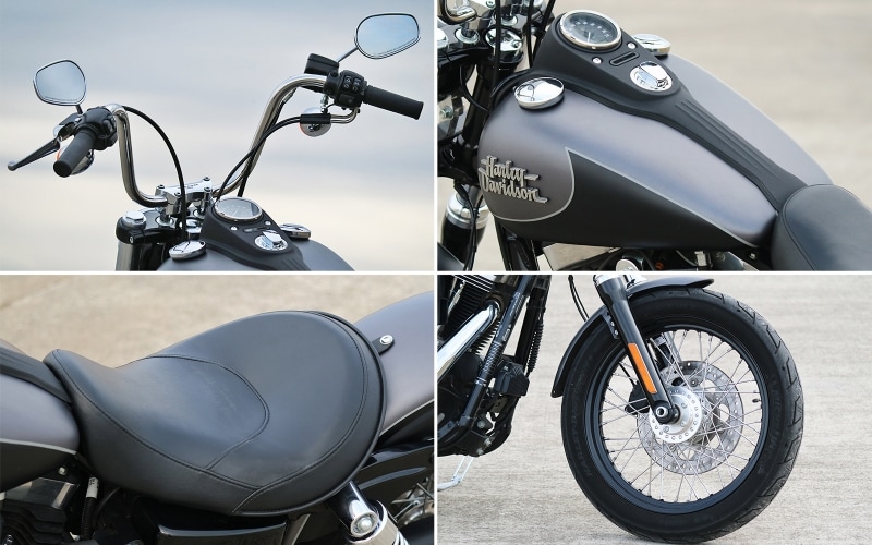 チョッパーライクなエイプハンガーがストリートボブのアイデンティティー。オーソドックスなスタイルなのでカスタムのベースモデルとしても最適。