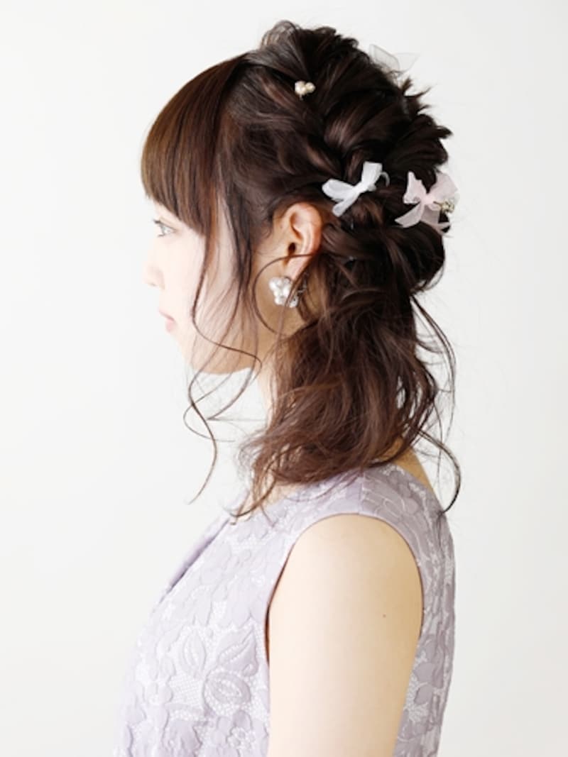 ミディアムロープ編みアレンジ