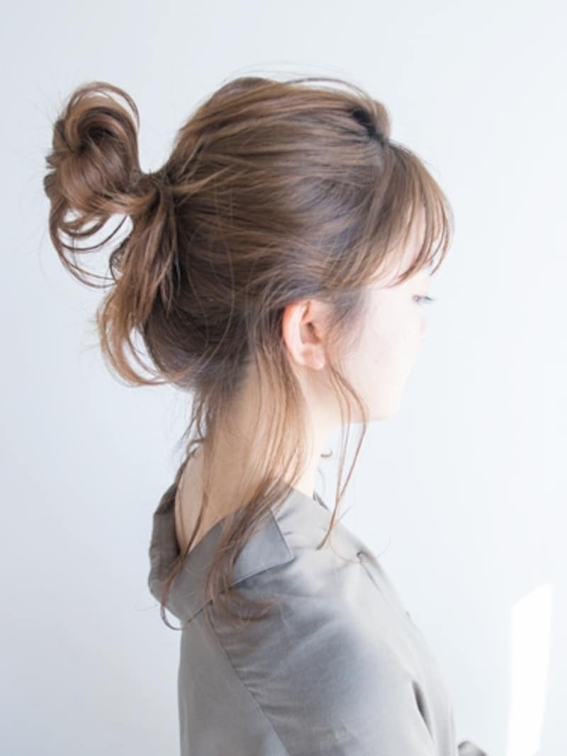 シースルーバングのお団子アレンジ