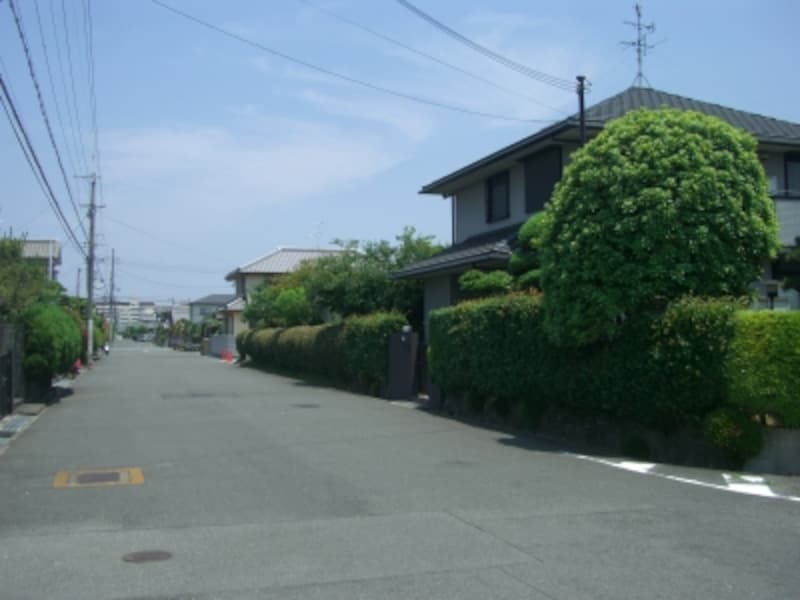 一区画の敷地面積がかなり大きな戸建街の一角