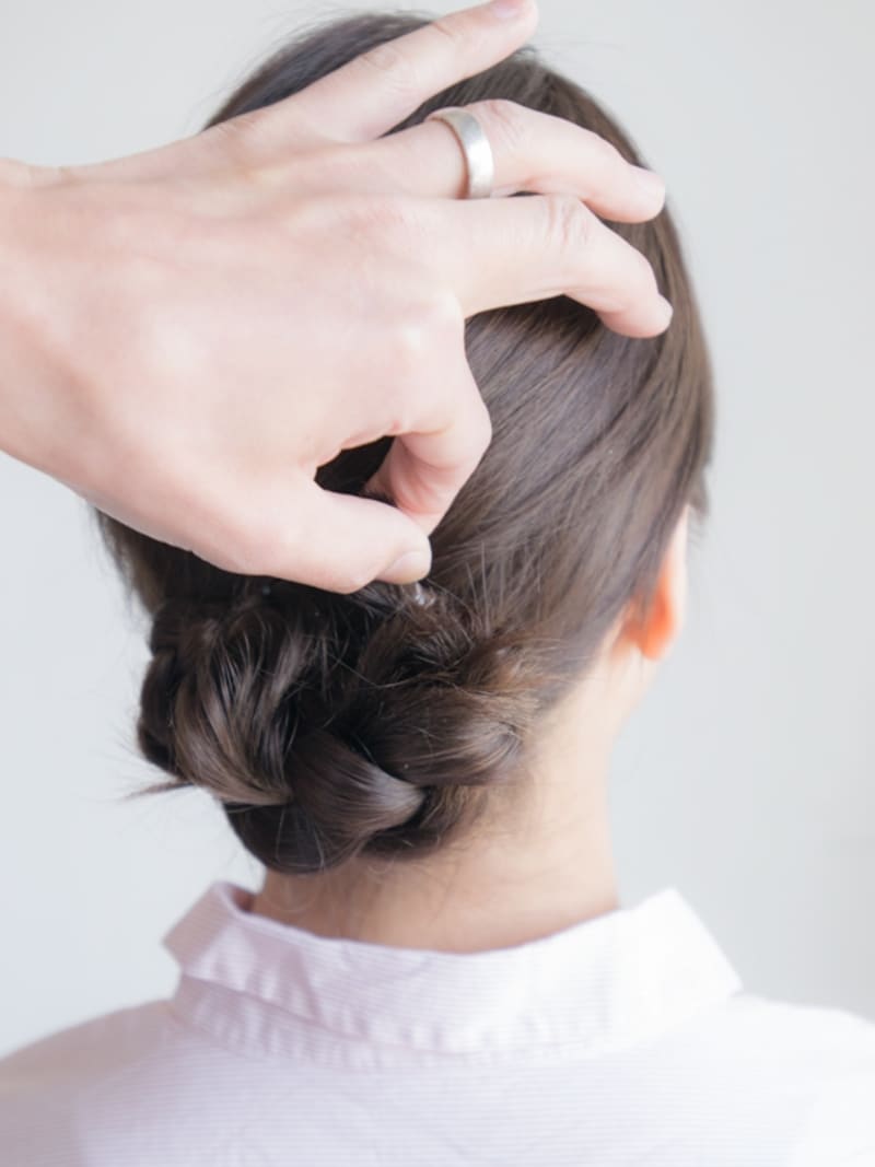 Aの毛束を巻きつけた状態