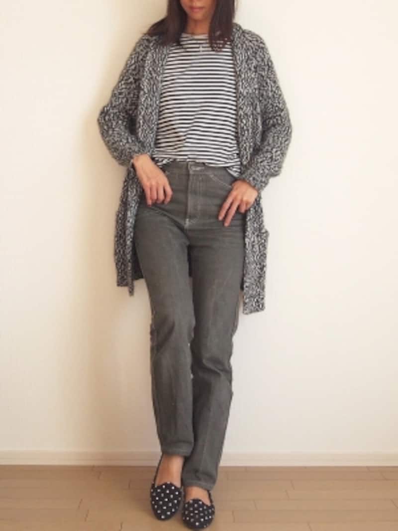 トップスとボトムスでコントラストを付け過ぎないのも着やせ効果につながります