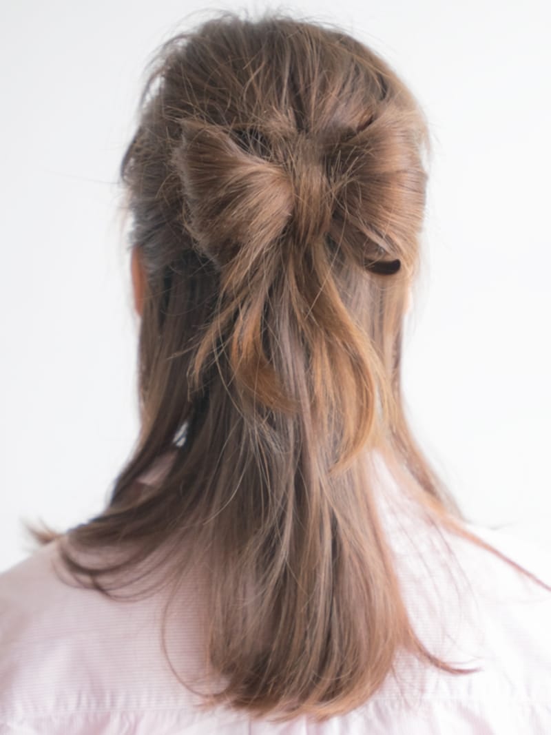 大きめのリボンハーフアップ