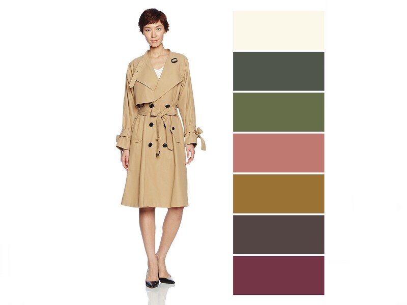 2.Generosity(ジェネロシティ/寛容)のカラーパレット 参考商品:(ザ ヴァージニア)The Virgnia ノーカラーユルトレンチコート