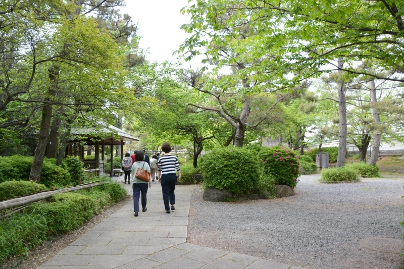 緑豊かな忍城の中庭