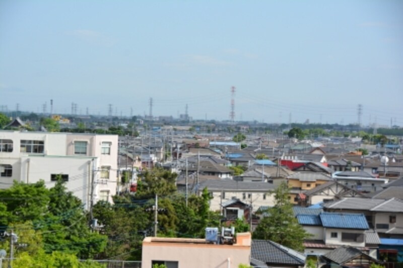 忍城御三階櫓から一望する行田市の市街地