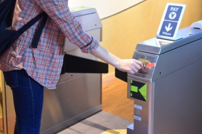 ゲートで100円を入れて、トイレに入場！