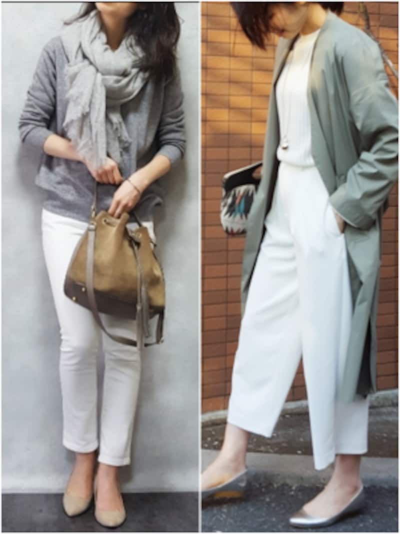 アラフォー,ファッション,着こなし,白のボトムス,ホワイトデニム