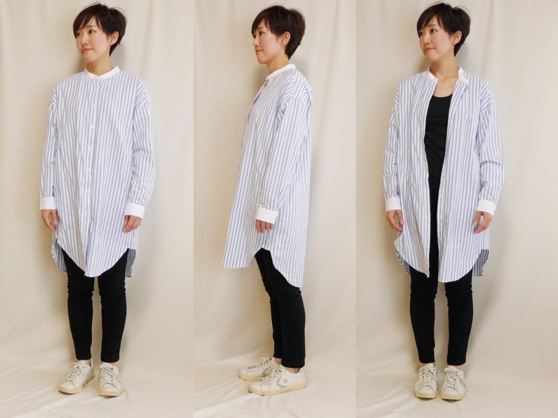 無印オーガニックコットン洗いざらしオックスストライプワンピース