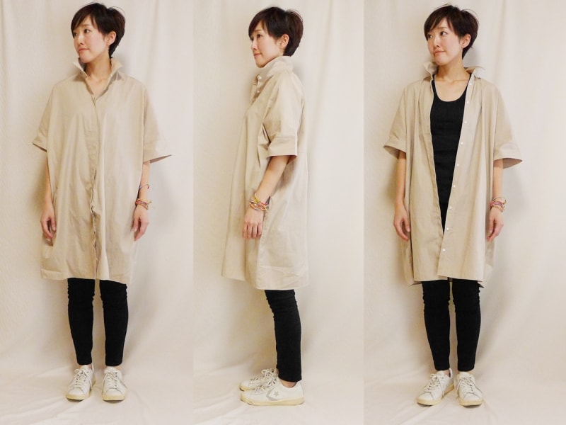 オーガニックコットンドロップショルダーワンピ