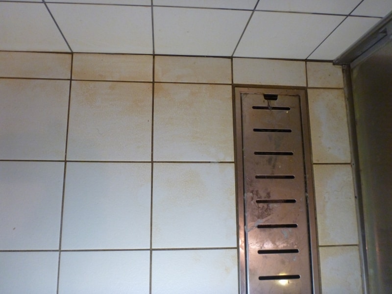 お風呂場床のピンク汚れ