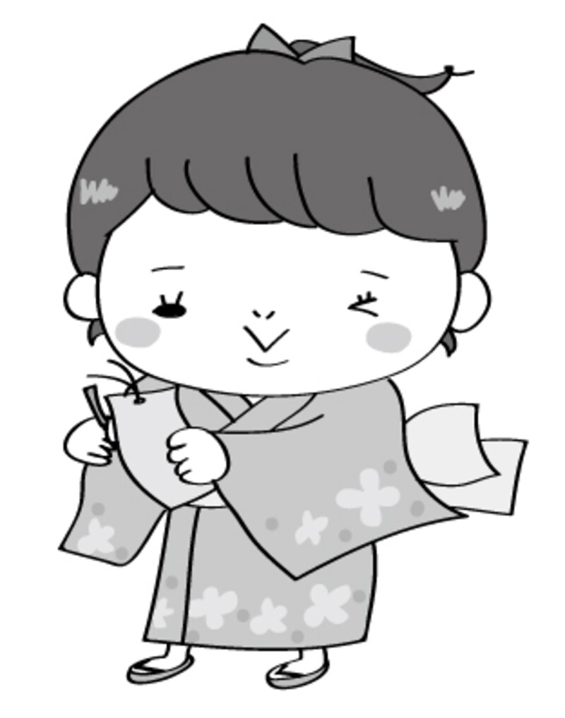 女の子　七夕　イラスト　白黒　かわいい