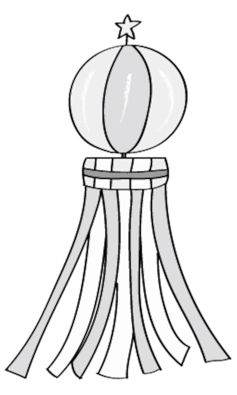 七夕飾り　七夕　イラスト　白黒　かわいい