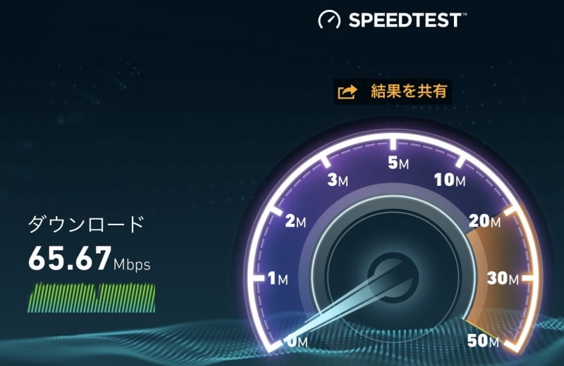 ダウンロードを「低」に設定した際の結果
