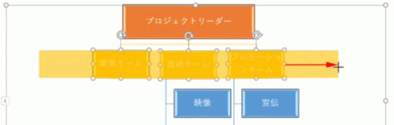 図形の高さはそのままで幅だけを拡大できた。