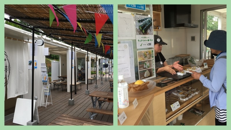 『おむすびのマム』 は、地元の食材を使ったメニーが大人気 (土日祝日のみ営業)