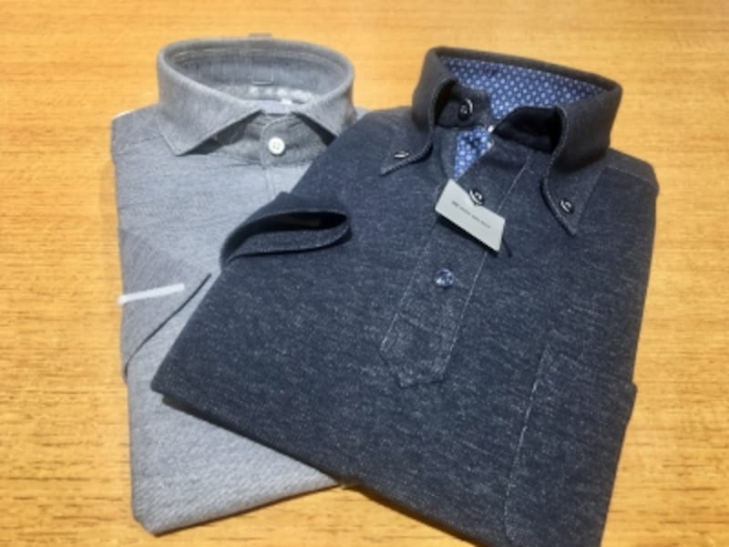 週末のポロシャツとは異なるビジネスポロシャツ、通称ビジポロ！ビジネスに対応できるよう襟の先端が安定しているタイプが多い。