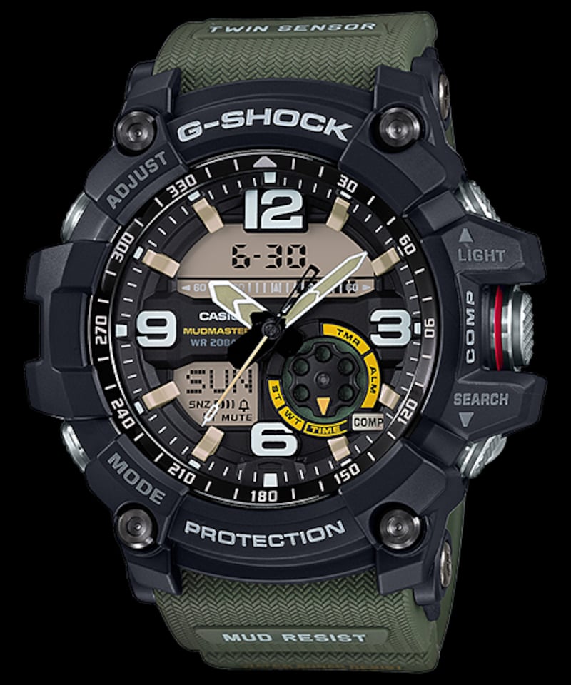 G-SHOCK「マッドマスター GG-1000-1A3JF」¥37,000(税抜き)undefinedケース径55.3mm、重量約94g、20気圧防水、クォーツ