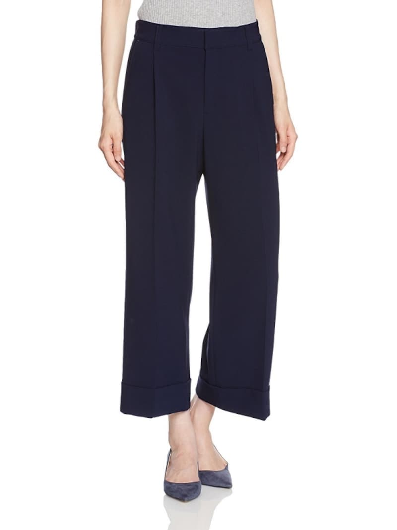 ネイビーのワイドパンツ (グレースコンチネンタル)GRACE CONTINENTAL ワイドテーパードパンツ