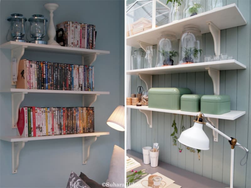 棚受けのデザインで、カジュアルにもロマンチックにもなる