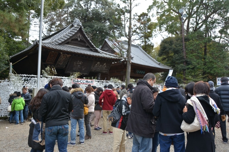 隙間なく結ばれるおみくじ納め