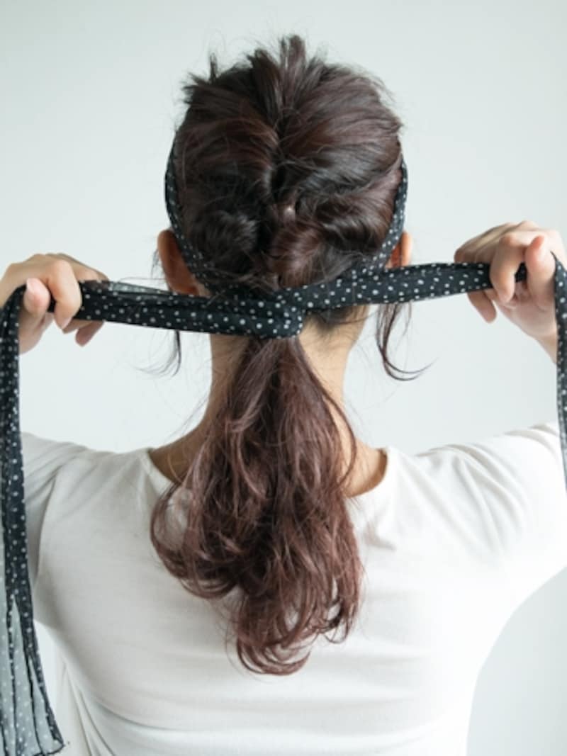 ターバンを毛束に巻きつける