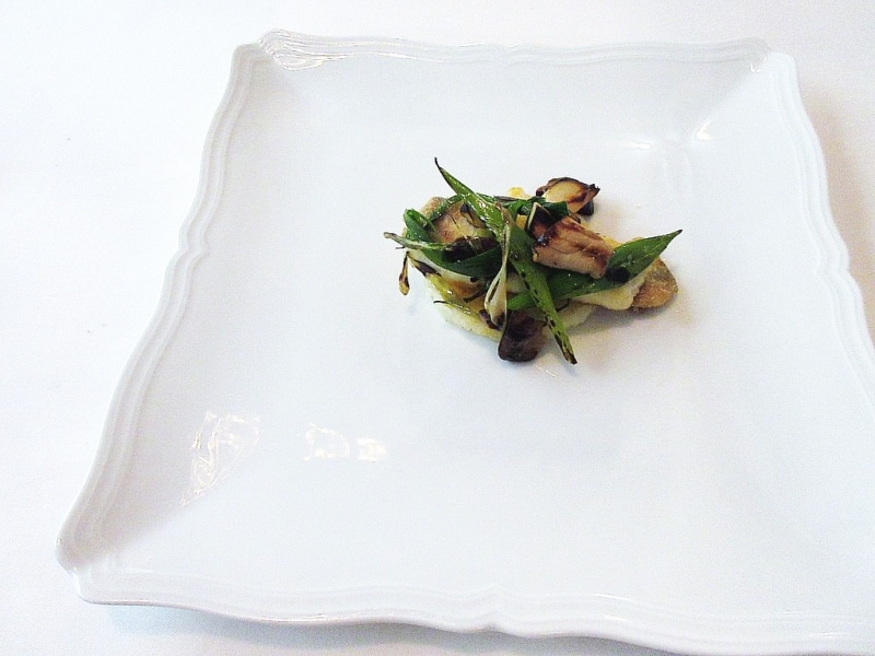 カノビアーノ ヒラメのポワレ、ポルチーニと九条ネギのソテー、ユリ根の焼きリゾット添え