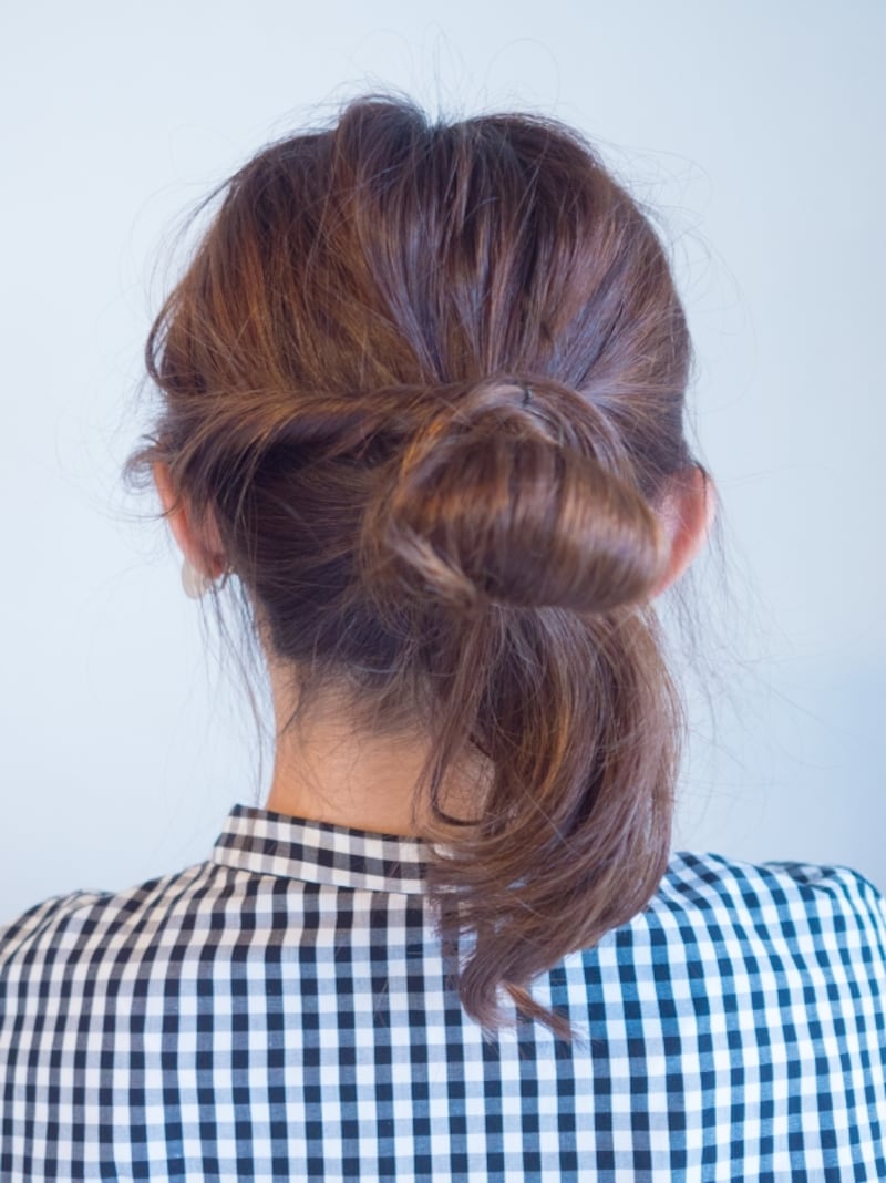 巻きつけてピンで止めた状態