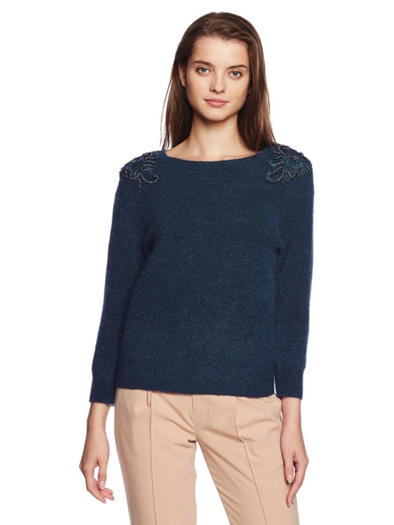 (グレースコンチネンタル)GRACE CONTINENTAL ショルダー刺繍ニットトップ