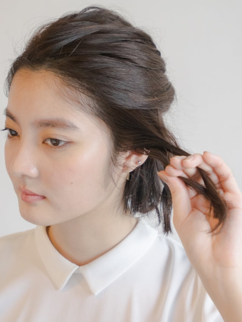 【A】の毛束に【B】の毛束を足す