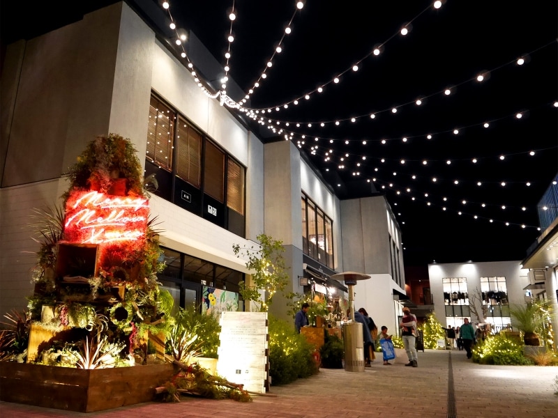 中央のストリートにはグリーンで飾り付けされたナチュラルなイメージのツリーが登場(2017年11月12日撮影)