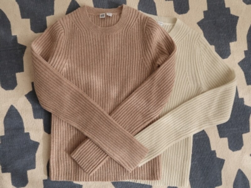 uniqlou,リブニット,シャイニークルーネックセーター（長袖）