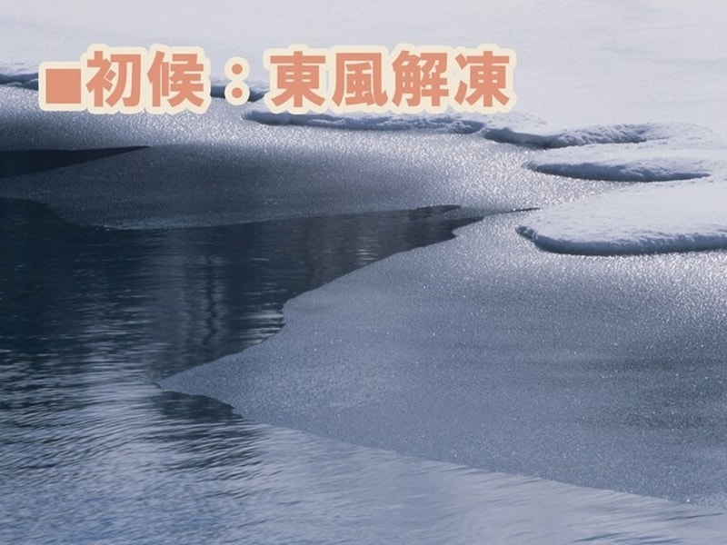 東風が吹いて寒さが緩むと氷が解け始めます