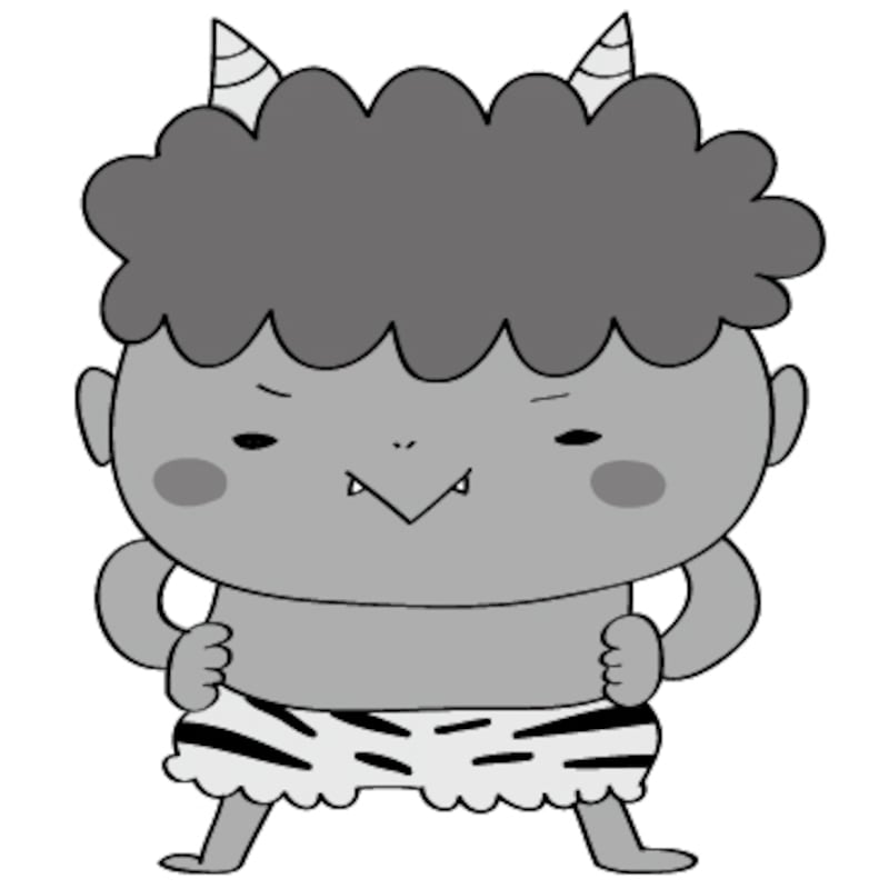 鬼 全身 イラスト 白黒 かわいい