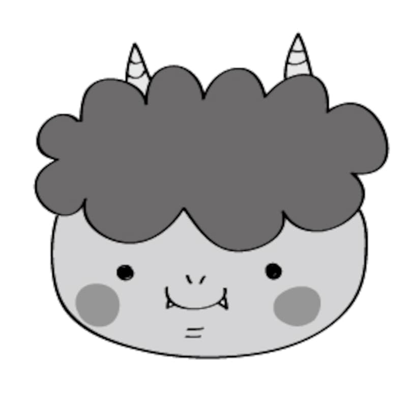鬼 イラスト 白黒 かわいい