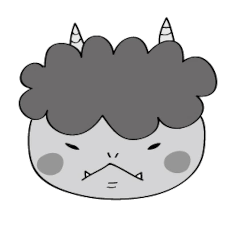 怒った鬼 イラスト 白黒 かわいい